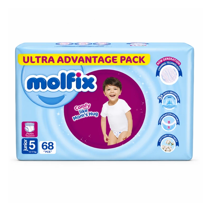 پوشک شورتی کودک مولفیکس سایز 5 بسته 68 عددی | اصل